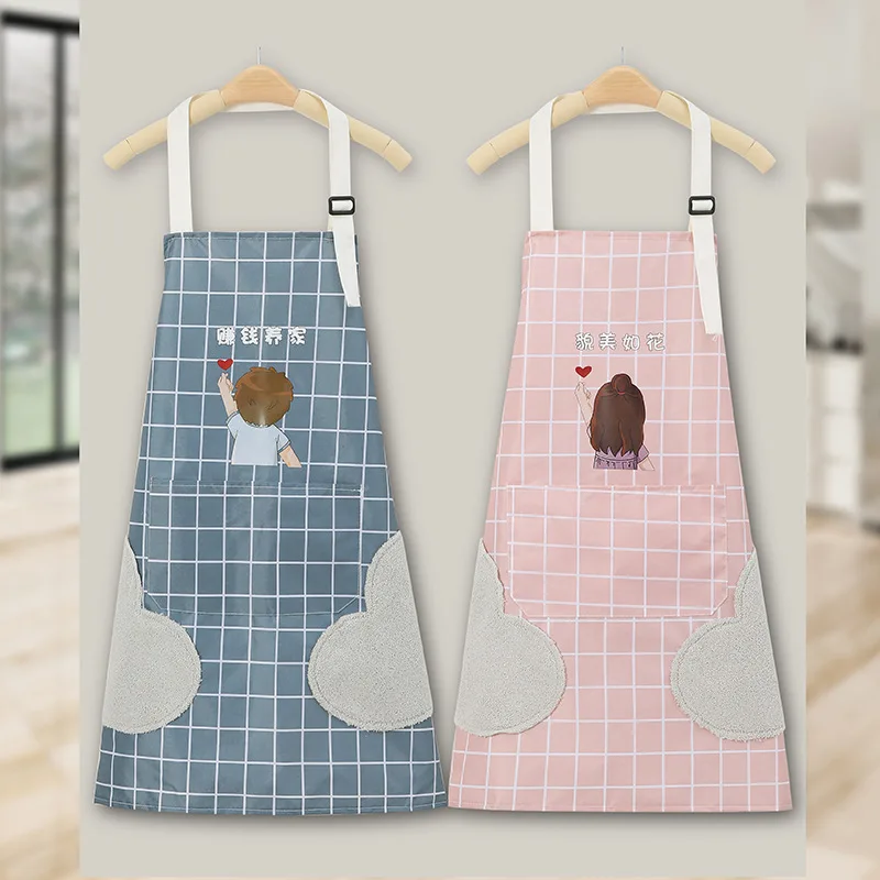 

Home Kitchen Waterproof Apron Cartoon Cute Adult Kitchen Hand Cleaning Apron Kitchen Cleaning Accessories