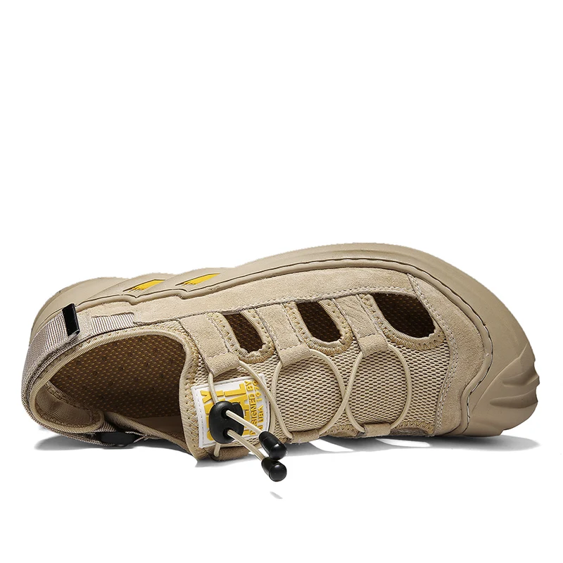 Сандалии мужские из натуральной кожи летняя дышащая повседневная обувь