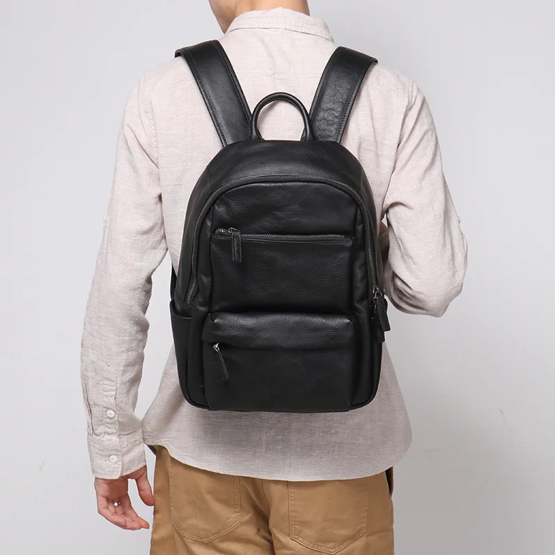 Retro Genuine Leather Men's Backpack Handmade Classic Schoolbag Women's Sports Storage Bag Leisure