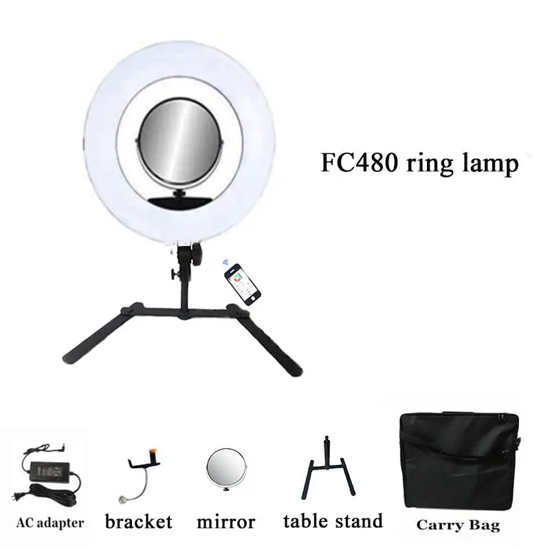 

Кольцевая Светодиодная лампа Yidoblo FC480, 18-дюймовый RGB светильник для нанесения макияжа, подходит для съемки видео, фильмов, трансляций в студи...