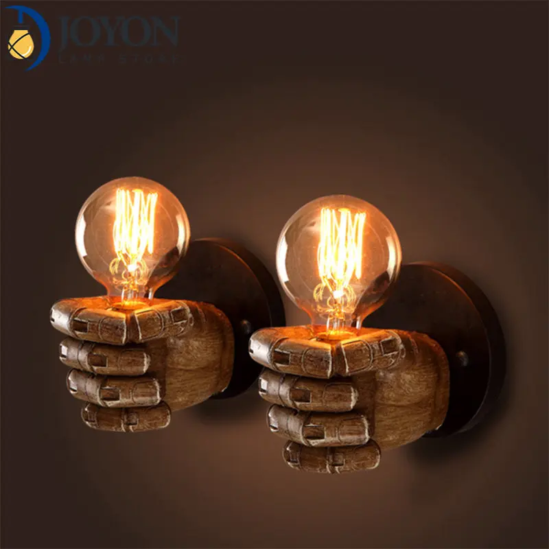 

2022 Retro Creative Fist Shape Wall Light E27 Lamp Holder Industrial Style Wall Lamp New Year Decoration for Home Bar Ligthting