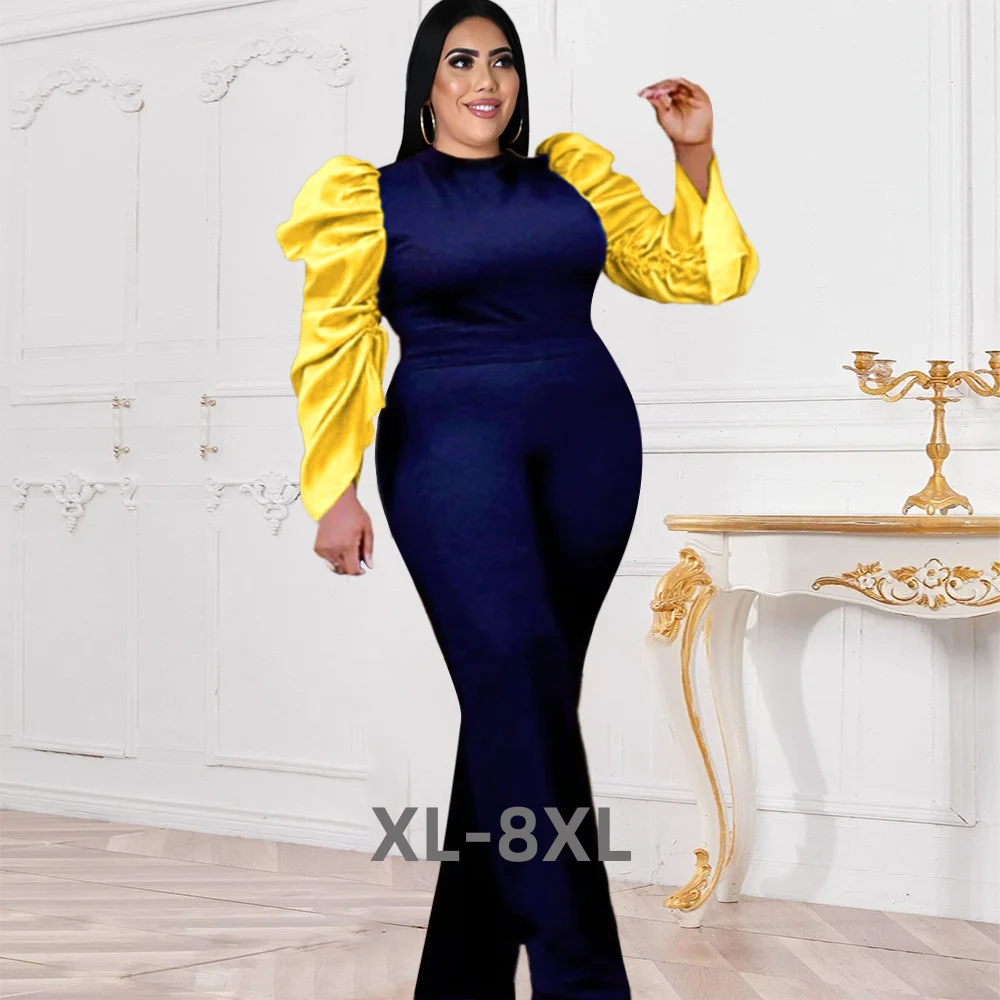 

Plus Size Large Size Commuter Comfortable Slim Fit Breathable Onepiece Pants Fat Shrugged Pleated Sleeves Work 3xl 4xl 5xl 6xl