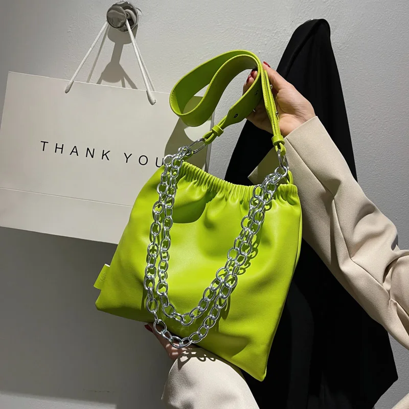 

New Soft Small PU Leather Totes Fashion Crossbody Bags for Women 2022 Summer Simple Chain Shoulder Side Bag Lady Luxury Handbags