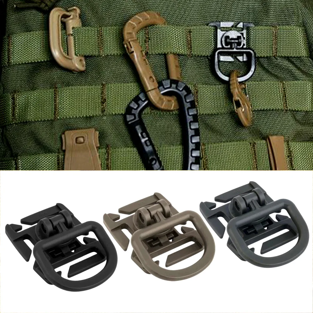 

5pcs Tactical Rotation D-ring Clips Buckle Molle Webbing Attachment Backpack Locking Carabiner EDC Tool Outdoor Camping Gear