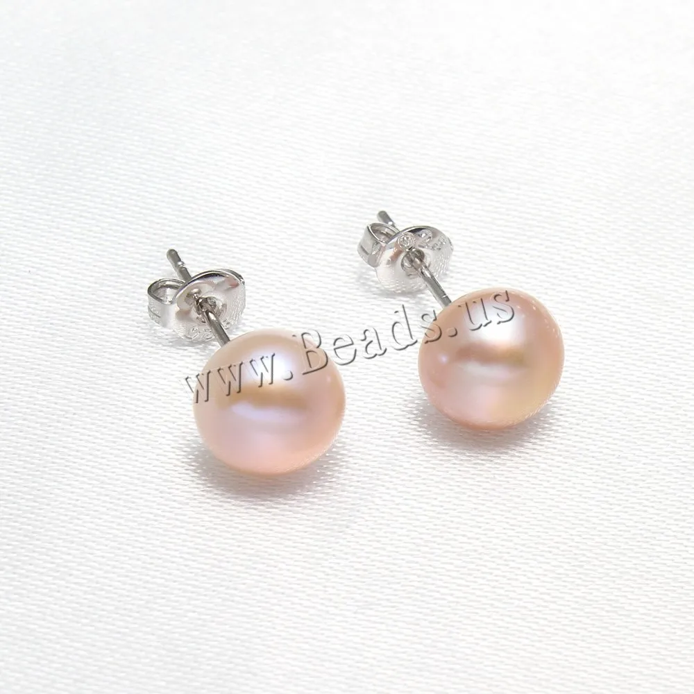 1 пара/кор. серьги из натурального пресноводного жемчуга розового цвета с