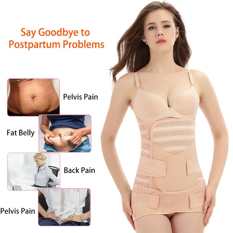 3 in1 Postpartum Support Recovery Belly Band Women Abdomen Pelvis Belt Pregnancy Corset Waist Trainer Body Recovery Bandage Wrap