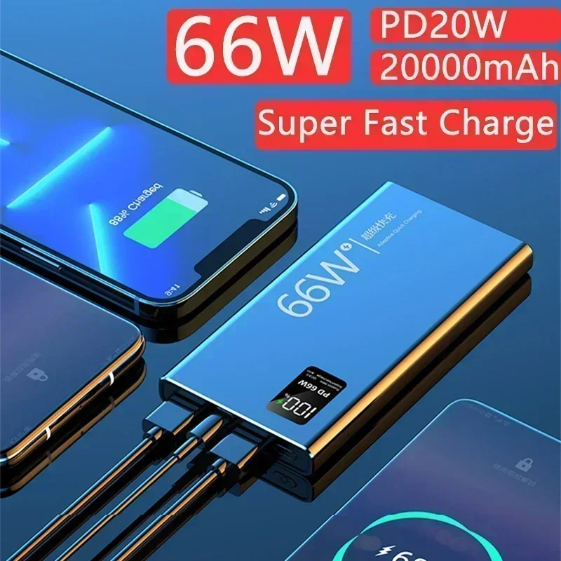 Внешнее зарядное устройство Power Bank 30000 мАч для iPhone 15 13 14 Huawei Xiaomi Samsung PD 20 Вт