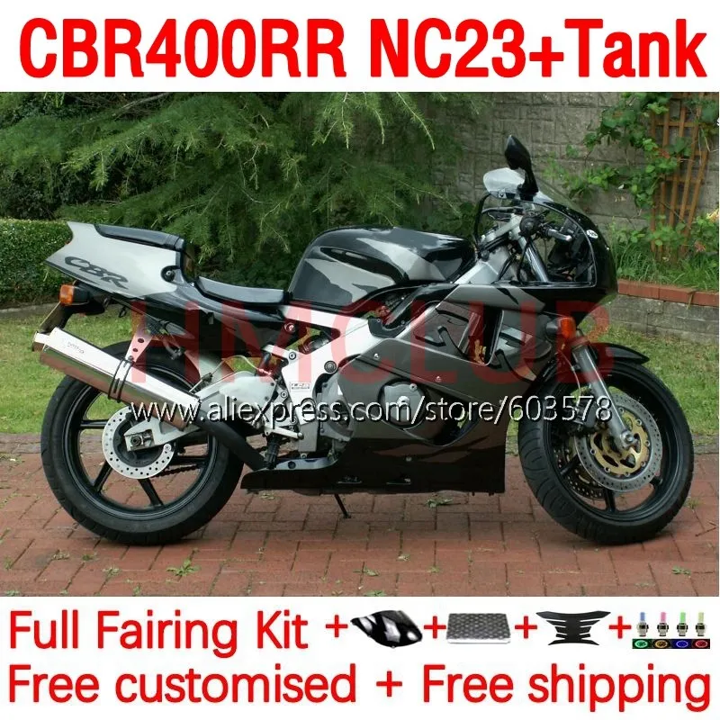 

Body +Tank For HONDA CBR400RR NC23 CBR 400RR 88-89 Bodywork CBR400 400 RR CC 88 89 1988 1989 black glossy Fairings Kit 196No.20