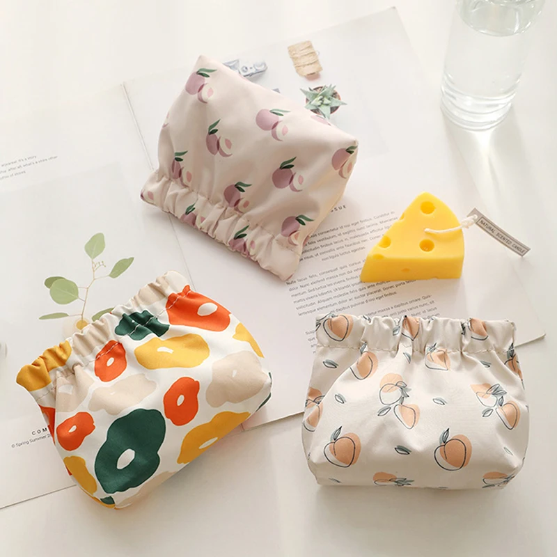 

Mini Cosmetics Bag Printed Makeup Pouch Women Sanitary Napkin Storage Case Portable Coin Purse Sundries Bag Credit Card Holder