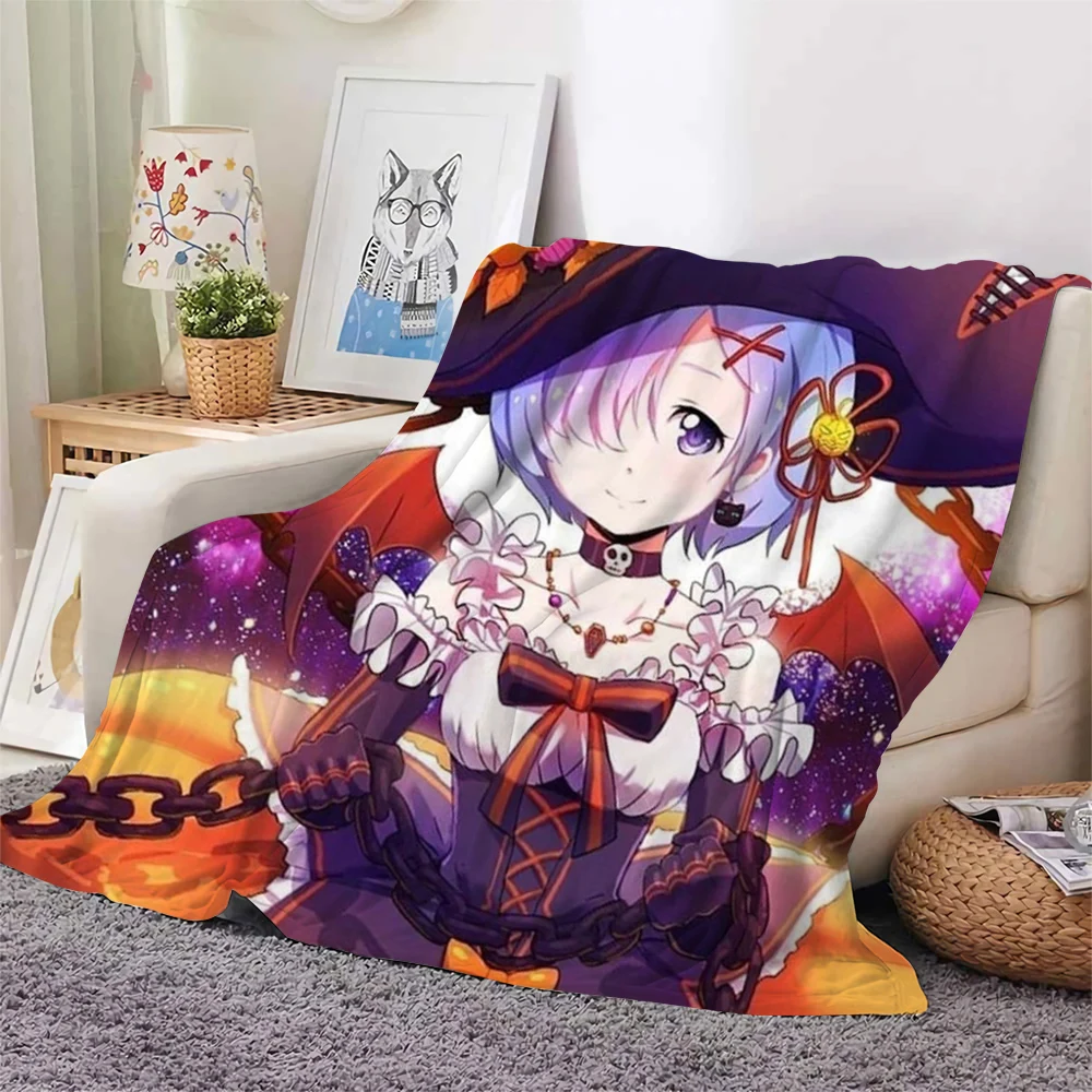 

CLOOCL Happy Halloween Anime Cute Girl Re:Zero Rem Ram 3D Flannel Blanket for Beds Plush Fluffy Teenager Bedding Adult Quilt