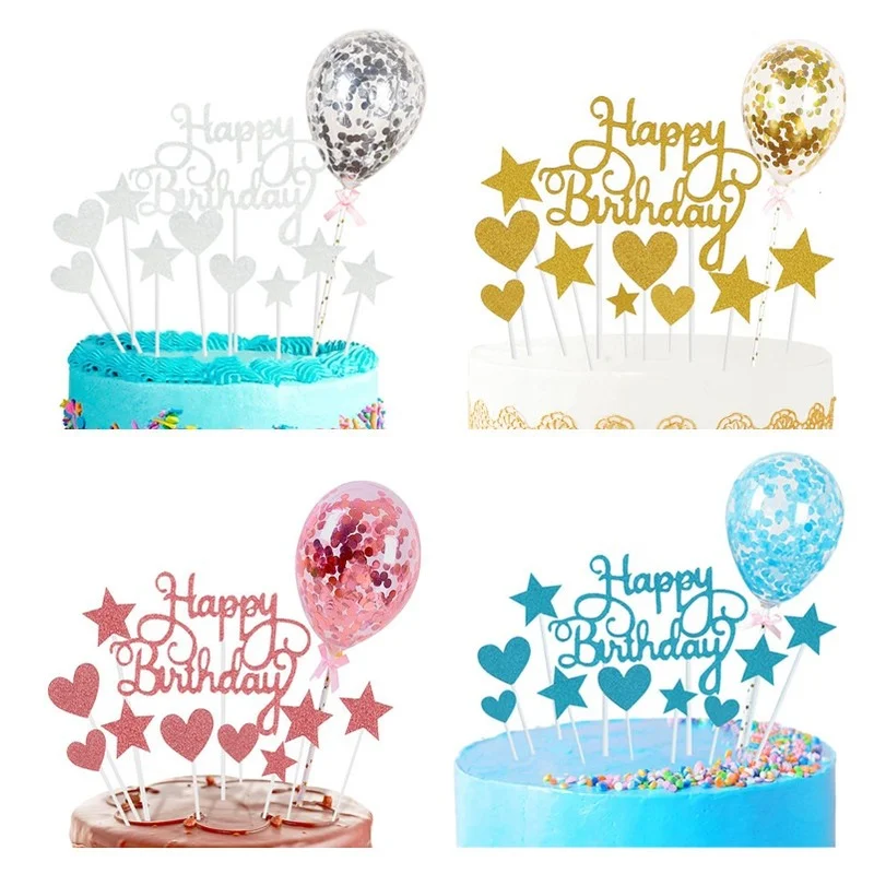 

Happy Birthday Cake Topper Cake Decoration Confetti Balloon Birthday Party Decorations Baby Shower Boy Girl Birthday Decoration