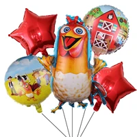 5 6pcs farm birthday party chicken balloon children gift cow ballon large tractor foil balloons barn party zenon birthday farm