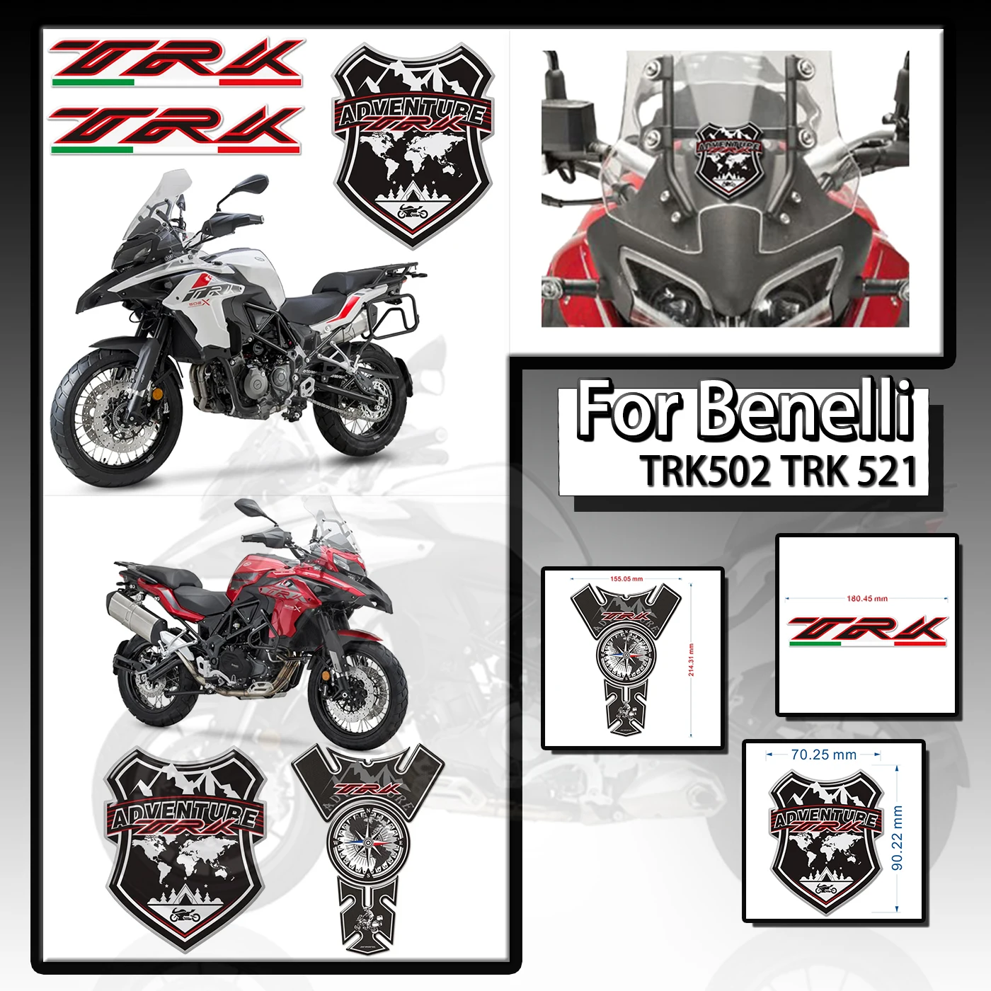 

For Benelli TRK502 TRK 521 Motorcycle Stickers Tank Pad Emblem Protector Adventure Trunk Luggage Aluminum Cases