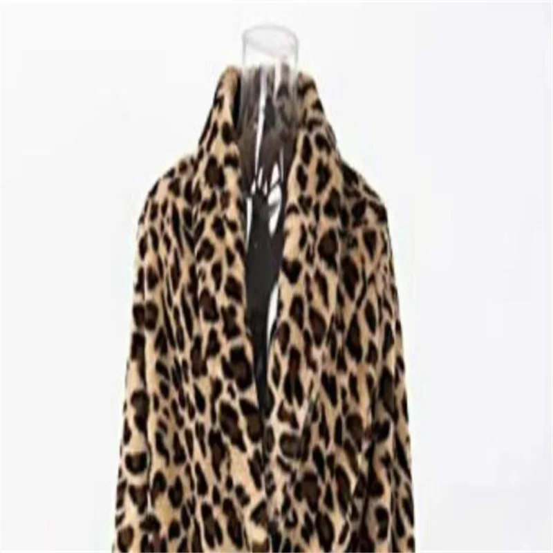 Autumn faux mink fur leather jacket womens Leopard print winter thicken warm Long sleeve fur leather coat women loose cloth b338