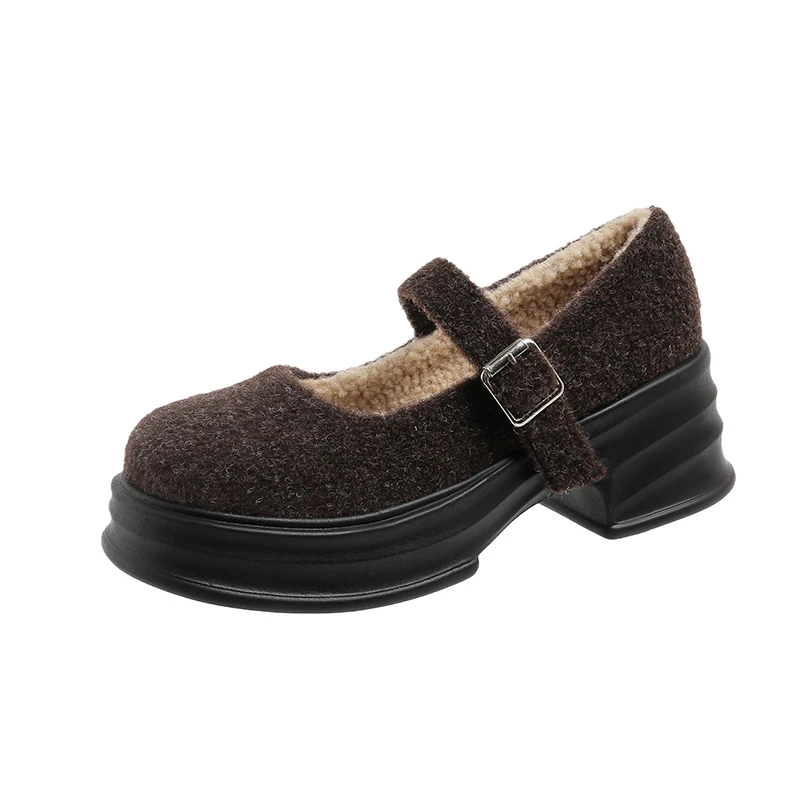 Женские замшевые лоферы на платформе модные туфли высоком массивном каблуке