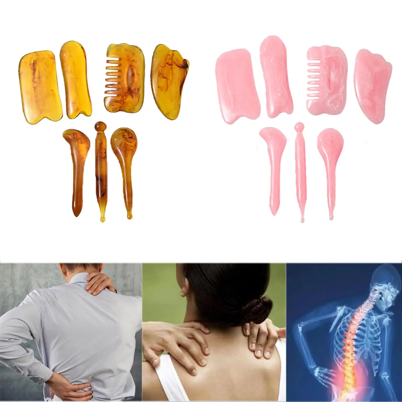 

Gua Sha Scraping Tools, Natural Resin Skin Lifting Pulling Bar Kit Facial Back