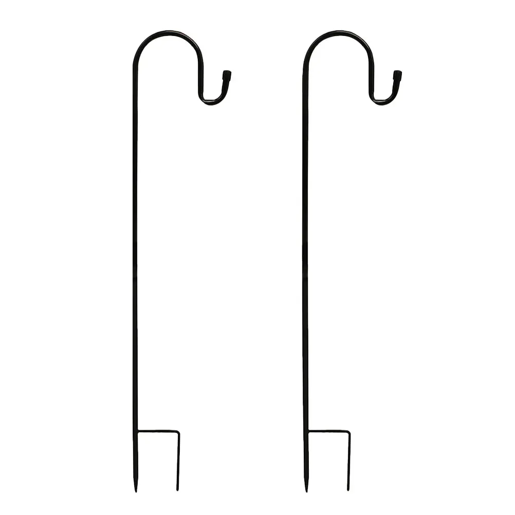 

2pcs Shepherd Hooks Garden Stakes Plant Lanterns Hanger Hanging Hook (Black)