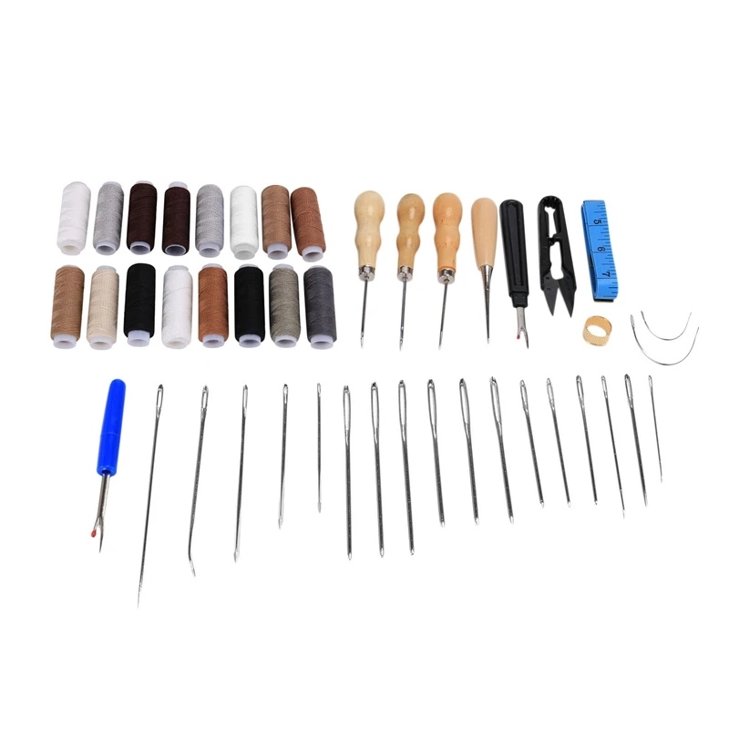 

Leather Sewing Kit With 16 Color Interior Cord, Leather Hand Sewing Needle For Beginner Sewing Sewing Craft DIY