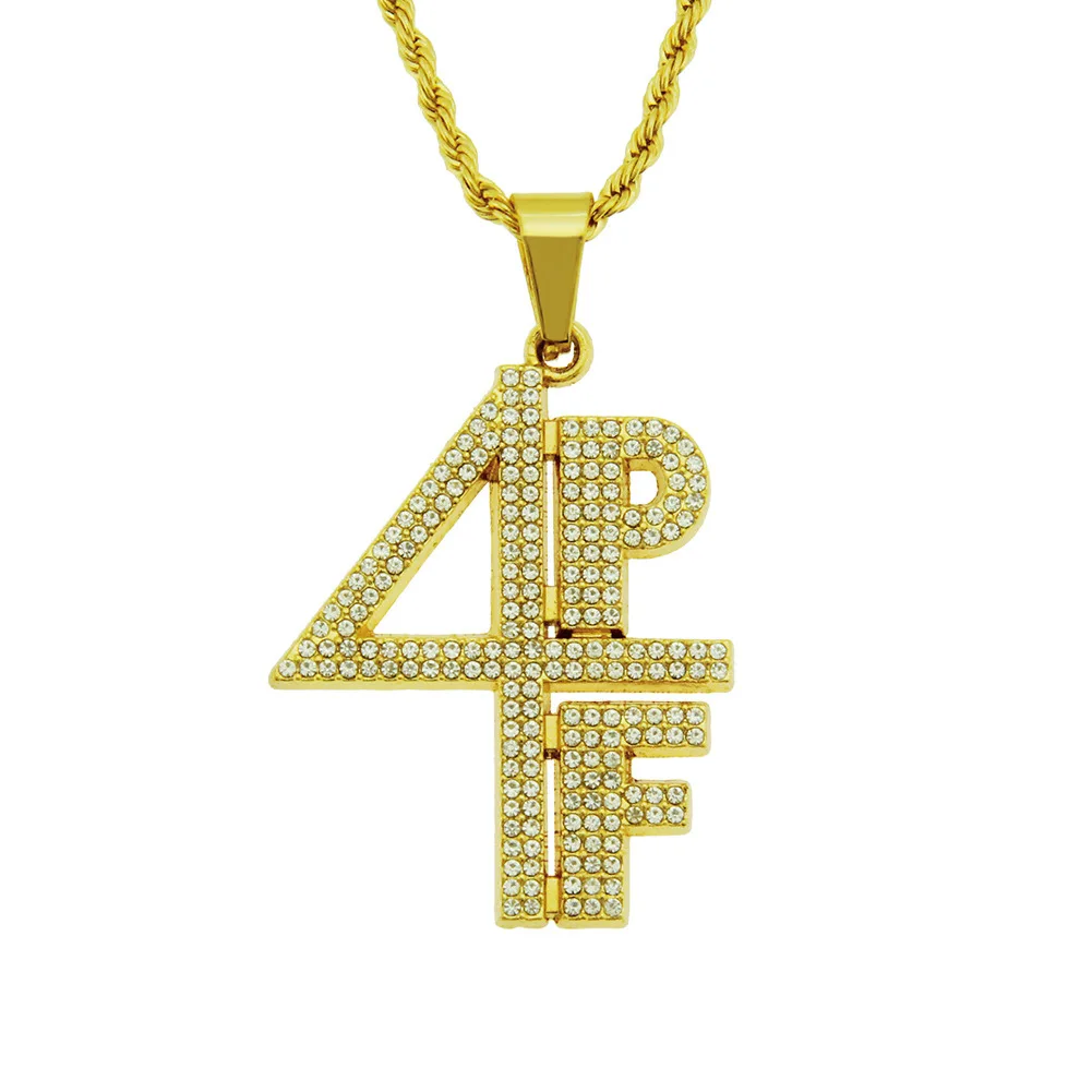 European And American Hip-hop Men's Fashion Simple Personality Diamond-encrusted Alphabet Numeric Pendant Necklace