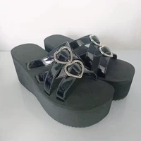 big size 43 slippers 2022 fashion gothic platform wedges heels womens sandal punk slides beach summer woman shoes