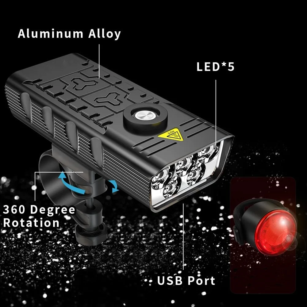 Мощные велосипедные фары 7000 люмен передняя и задняя суперъяркая USB