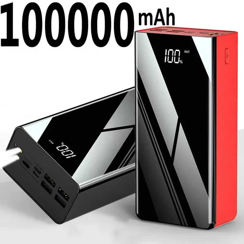 2023New 100000mAh Power Bank for Xiaomi Huawei iPhone Samsung Powerbank LED Poverbank Portable Charger External Battery Pack Pow