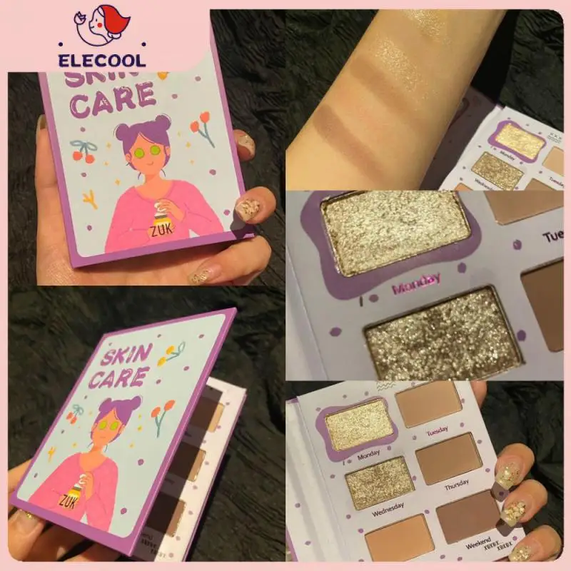 

Cartoon Girl Hand Ledger Eyeshadow Pigment Palette Matte Pearlescent Glitter Powder Eye Shadow Palette Portable Cosmetics TSLM1