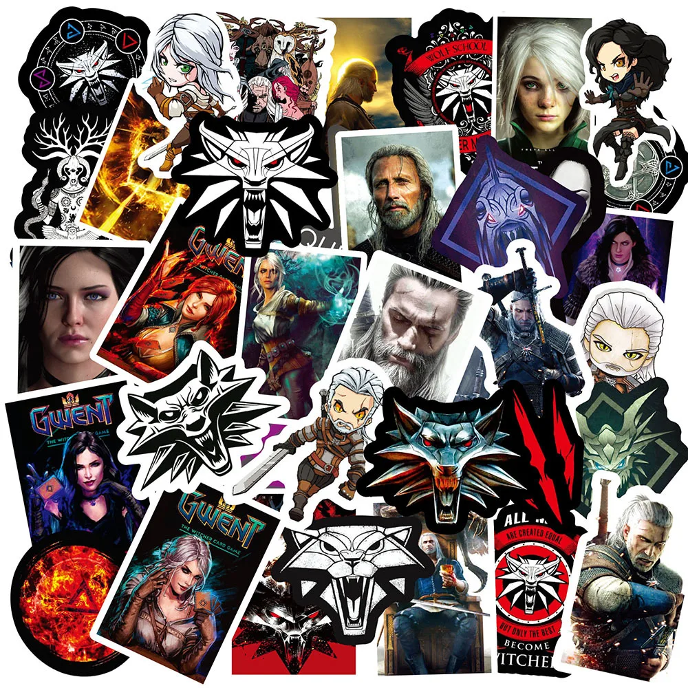 

50Pcs Cartoon Anime Game Witcher Stickers for Car Laptop Luggage Phone Decal Waterproof Graffiti Sticker Decor Toys Kids Gifts
