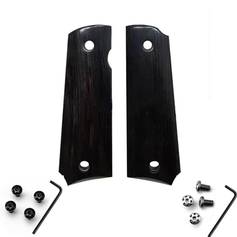 

1 Pair Natural Wood Custom 1911 Models Grips Scale Handle Patches With Screws Wrench DIY Making Replacement Slabs Accessories