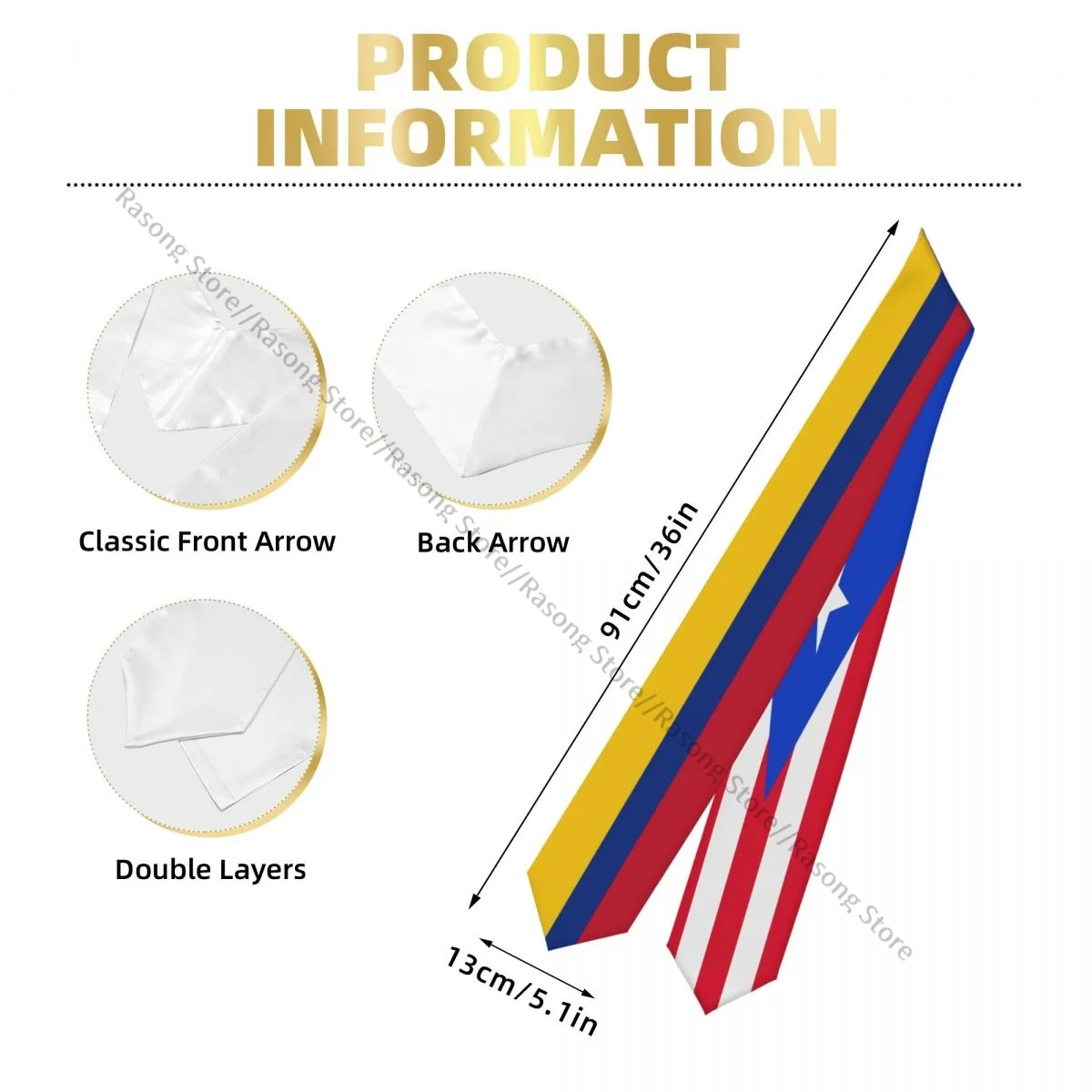 Выпускная накидка для академического открытия унисекс флаг Пуэрто-Рико палантин