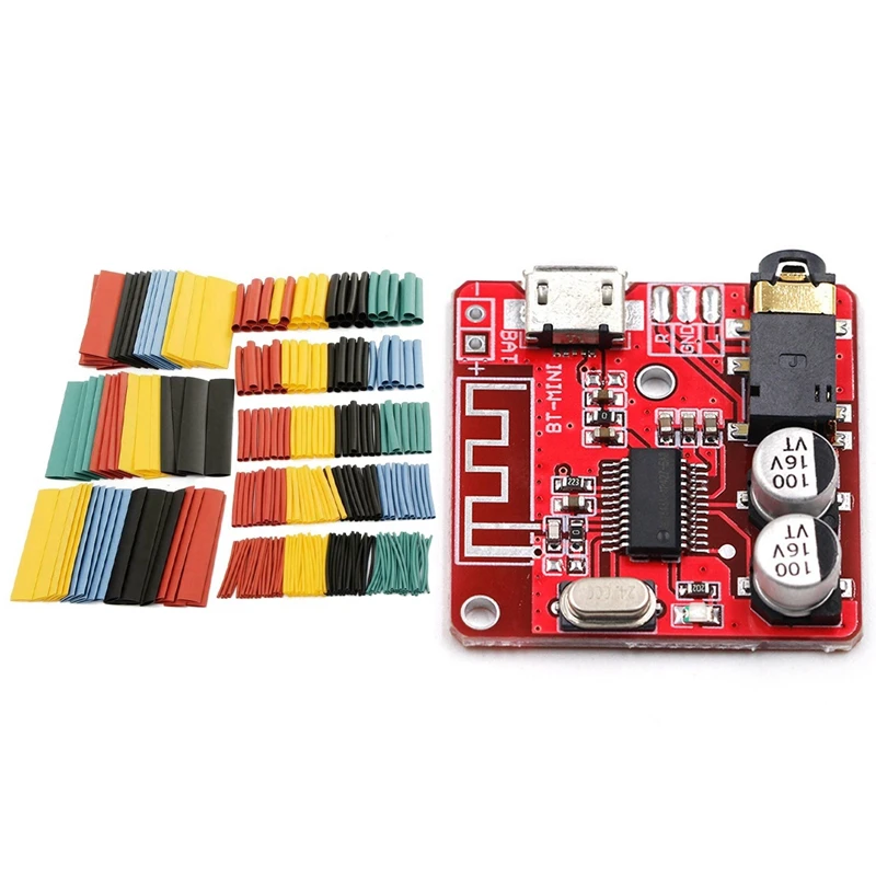 

1 Set Cable Heat Shrink Tubing Sleeve Wire Wrap Tube 2:1 Kit & 1 Pcs MP3 Bluetooth Decoder Board Amplifier Modified