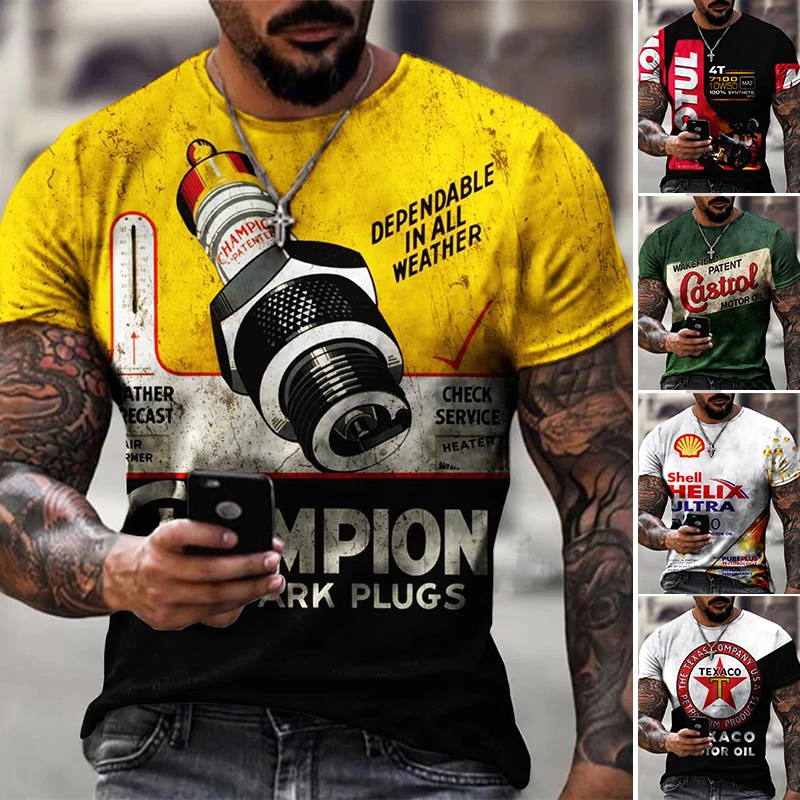 

Fashion New High Quality Men T-shirt 3D Printing Brand Design Racing Motorcycles Oil Streetwear Oversize Male Clothes Tops Tees