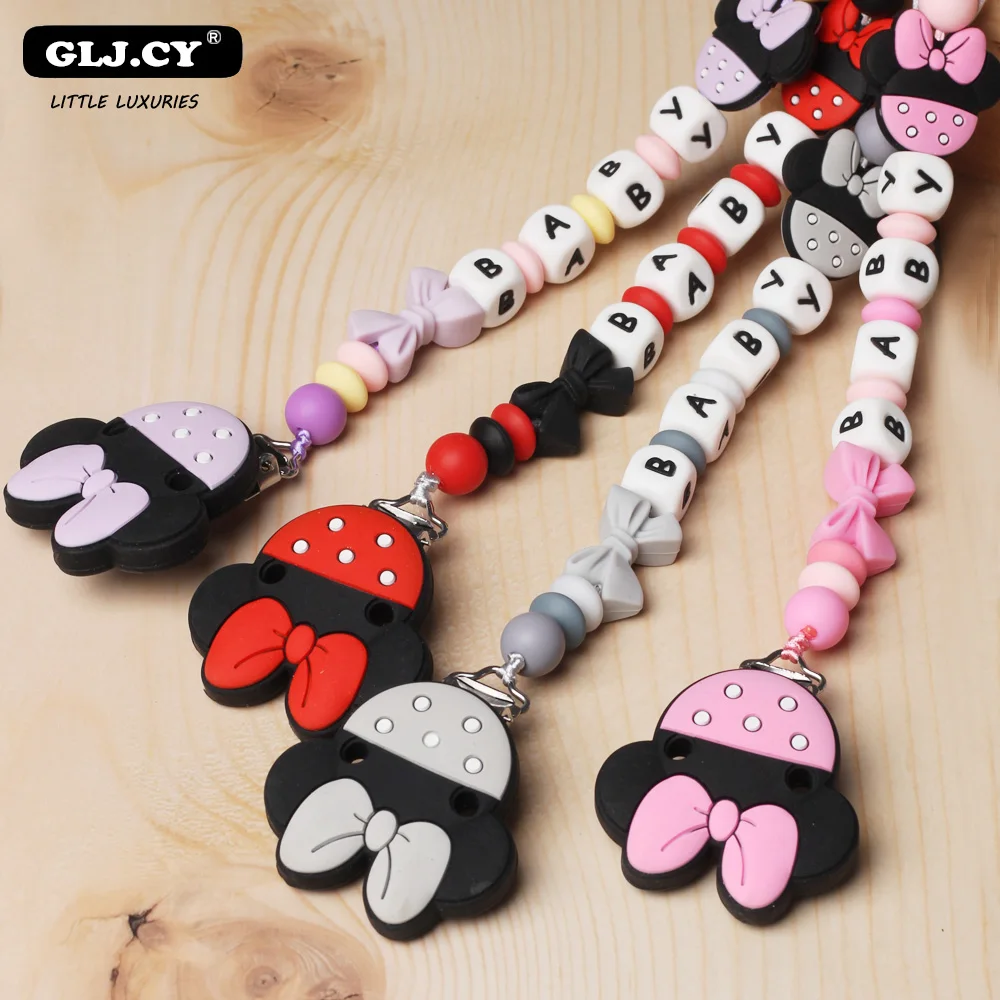 Зажим для соски персонализированное название ручная работа силиконовая Детская