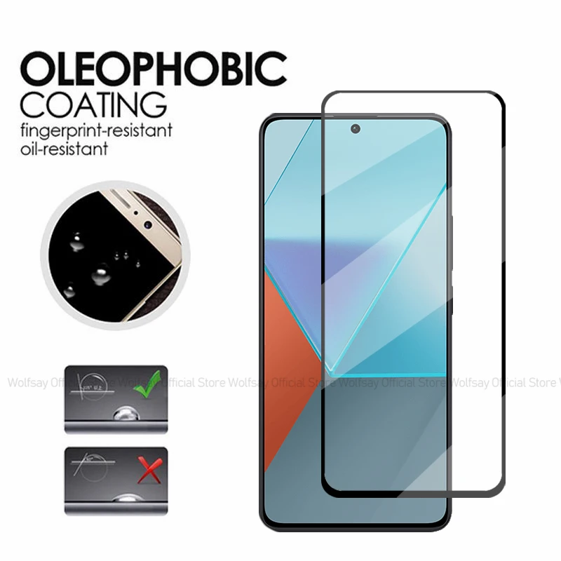 Полностью клеевое стекло для Xiaomi Poco X6 5G Защитное экрана Pro закаленное телефона