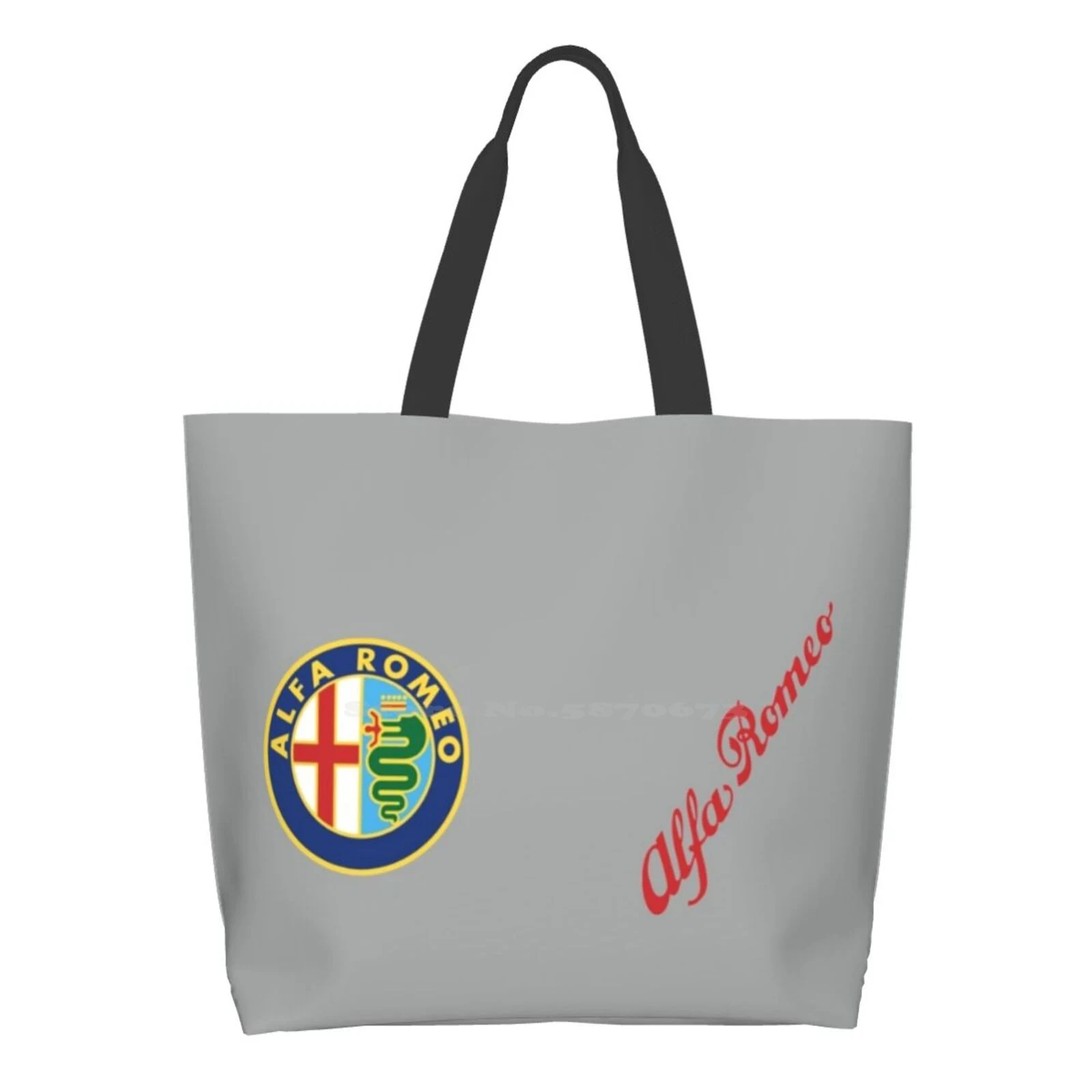 

Alfa Old Badge & Script-Color/Grey Printed Casual Tote Large Capacity Handbags Alfa Alfa Romeo Alfa