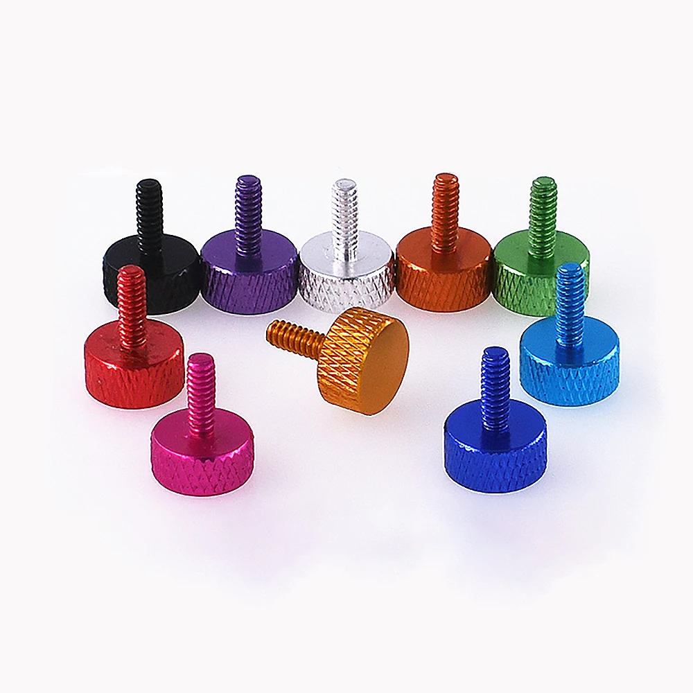 

2pcs UNC 6#-32 Aluminum Alloy Knurled Hand Thumb Screw Cylinder Head Hand Tighten Knob Screw Anodized For Computer Cases
