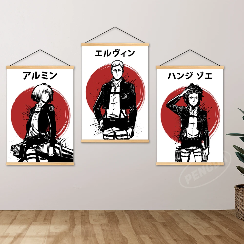 

Canvas Attack On Titan Print Eren Jaeger Painting Wall Art Picture Poster Mikasa Ackerman Home Decor Hanging Wooden Living Room