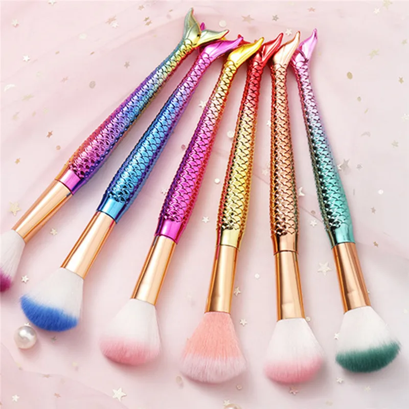 Кисти для макияжа русалки 4 шт./компл. мягкая пушистая блестящая кисть подводка