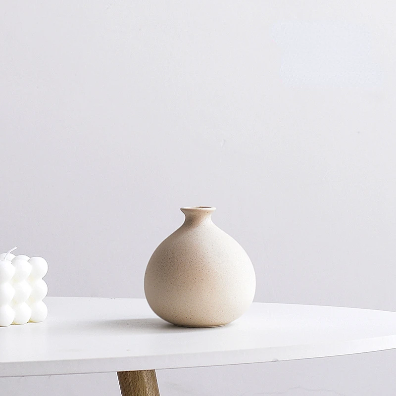 Маленькая керамическая ваза коричневый Овальный цветочный инструмент