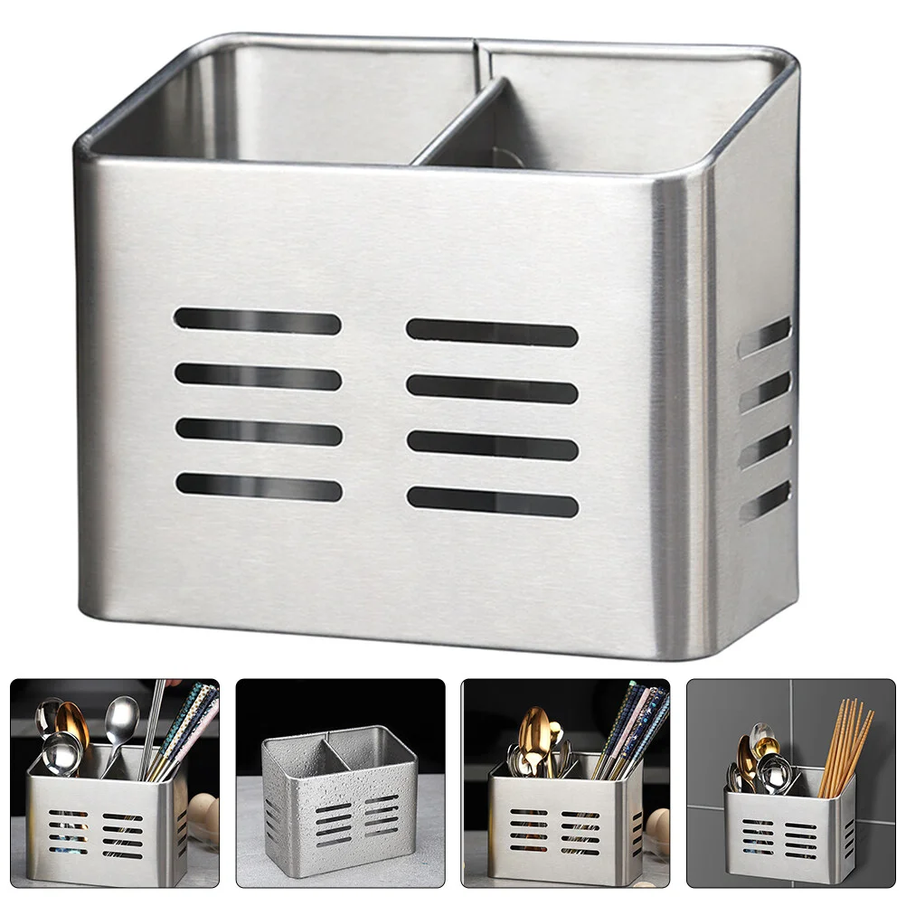 

Chopsticks Box Stainless Steel Cutlery Holder Storage Basket Tool Stand Spoon Metal Desktop Container Cooking Utensil