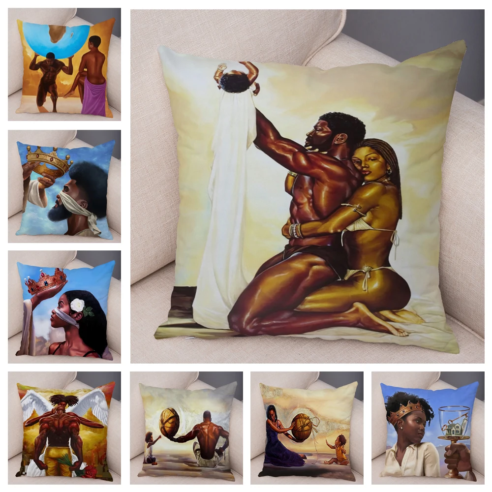 

Africa Man and Women Pillow Case Decor Cartoon Super Daddy Cushion Cover for Sofa Car Home Super Soft Plush Pillowcase 45x45cm