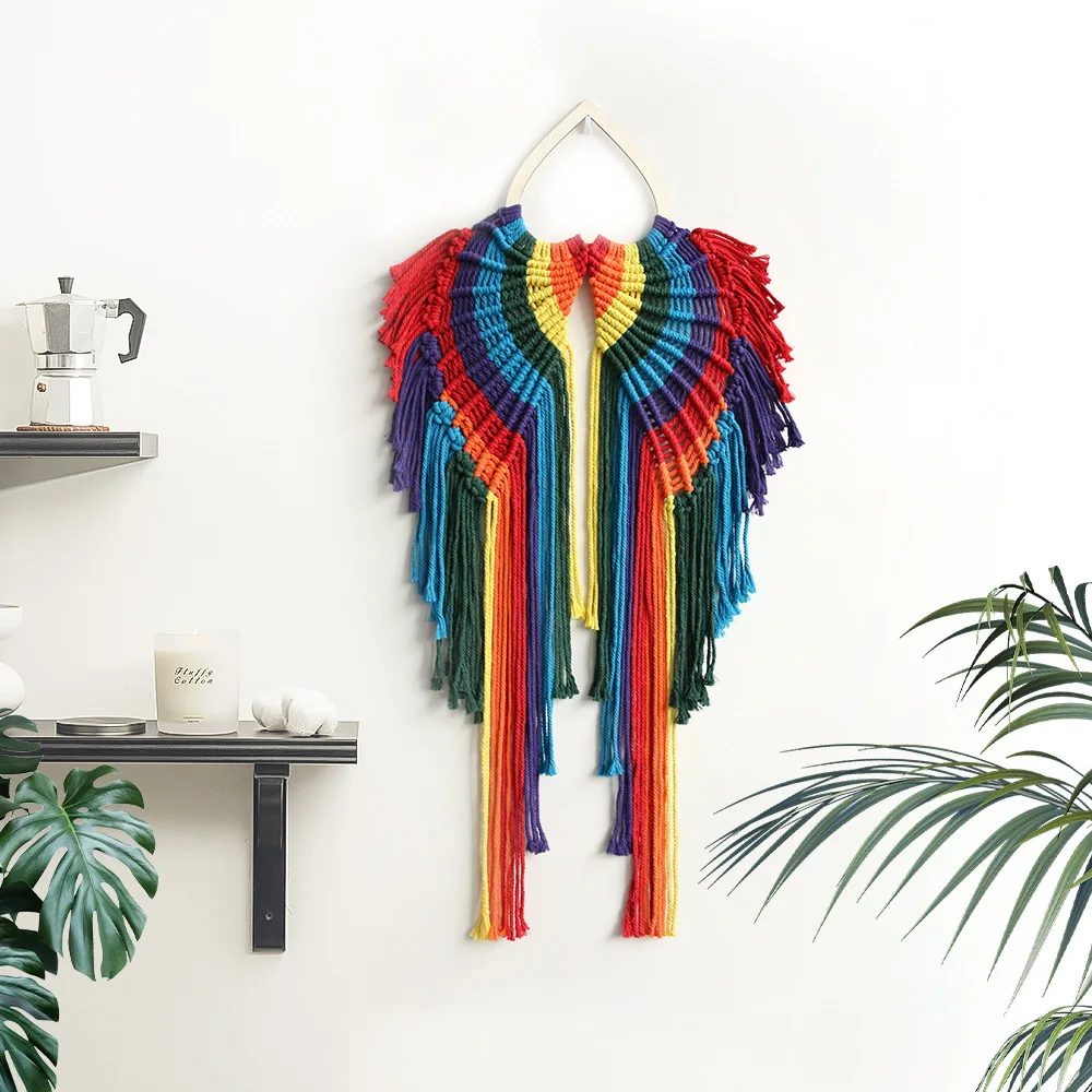 

Colored Angel Wall Hangings Hand Woven Tapestry Nordic Ramadan Wall Decoration Boho Decor Background Tapestries Free Shipping