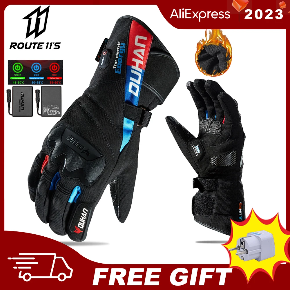 

DUHAN Heated Gloves With Battery Powered Winter Outdoor Thermal Motorcycle Riding Gloves 100% Waterproof Keep Warm Moto Guantes