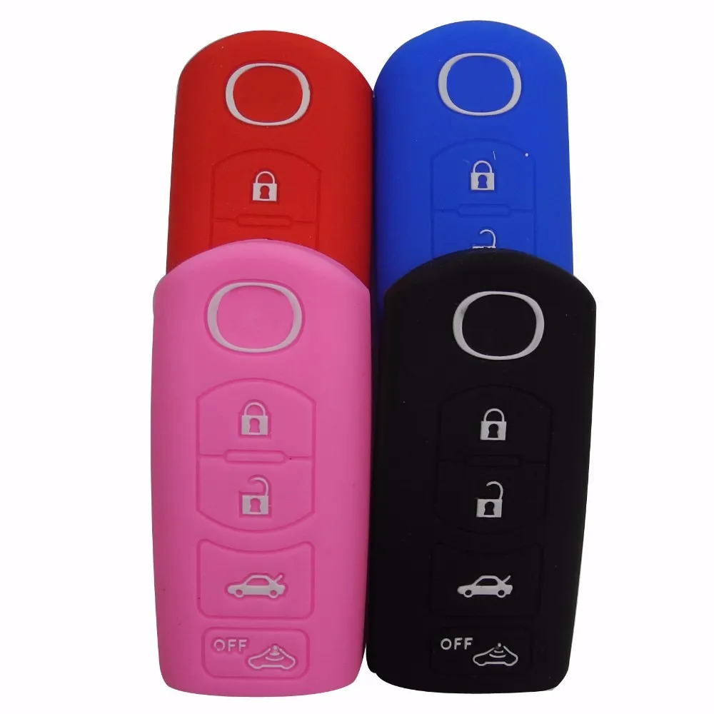 

jingyuqin 4 Buttons For Mazda 3 5 6 8 CX-5 CX-7 CX-9 FOB Silicone Remote Car Key Cover Case Protection