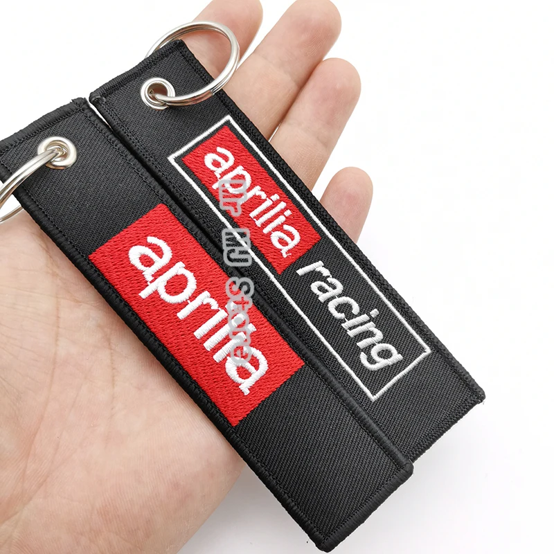 

New Hot 2 Sides Exquisite embroidery Motorcycle keyring For Aprilia Racing GPR RS125 RS250 RSV4 Universal KeyChain Accessories