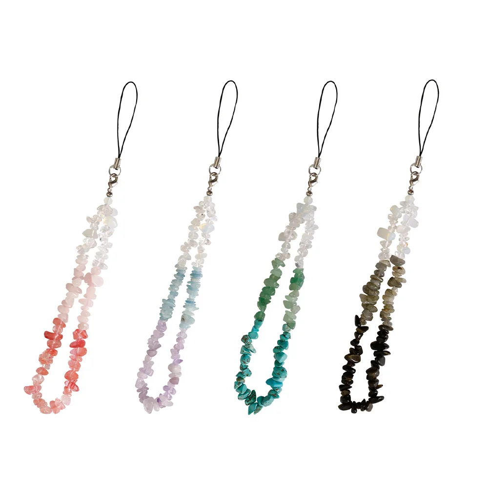 

4pcs Anti-skid Stone Beaded Chains Wear-resistant Phone Lanyards Delicate Phone Charms