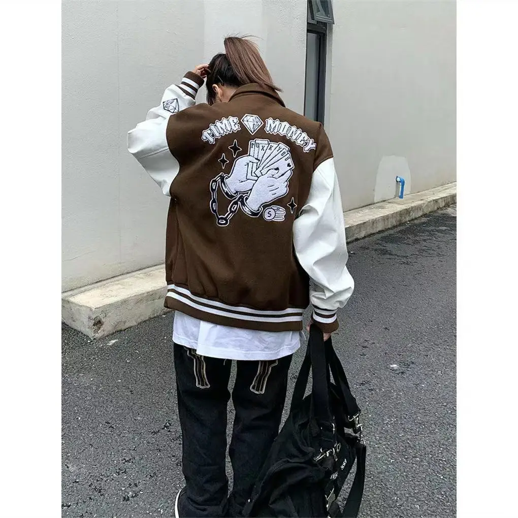 

2022 Vintage Oversize Jackets Print Baseball Jacket Women Couple Bomber Unisex Racer Jacket Varsity Hiphop Streetwear Coat Women