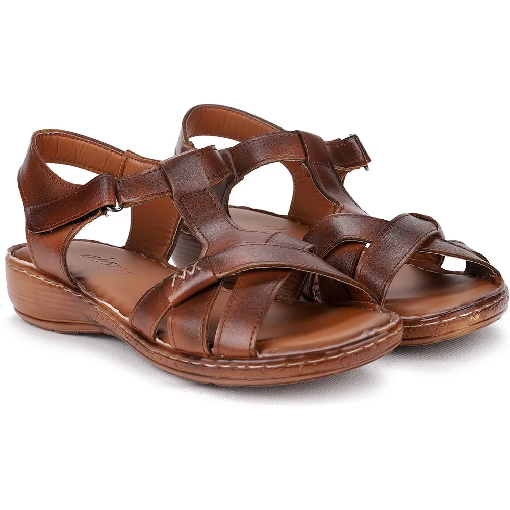 

Dorlie Alens 500 Large Size Velcro Women 'S Sandals Slippers Tan