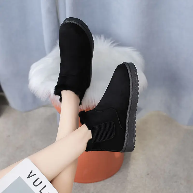 Women Snow Boots 2022 Platform Boot For Autumn Winter Shoes Slip On Femme Ankle Boots White Heels Short Botas Mujer