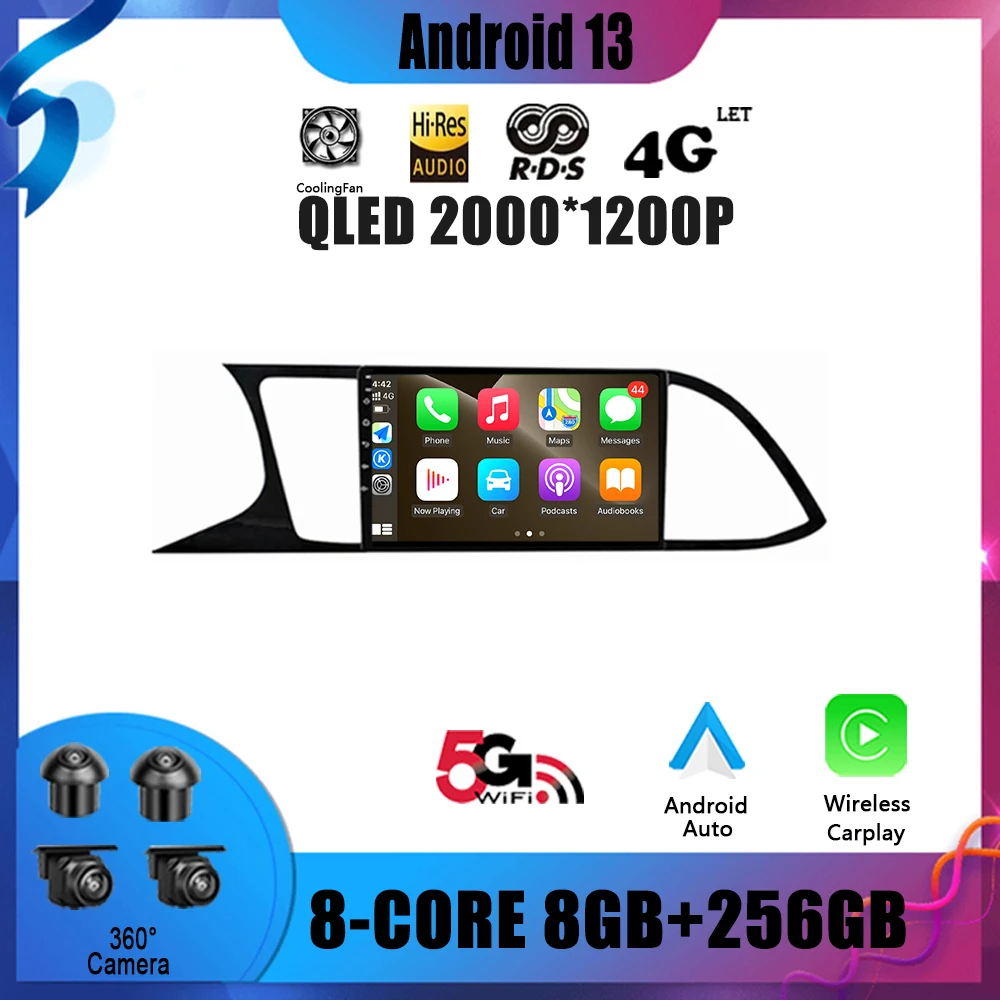 

Car Radio Multimedia Video GPS Navigation No 2 Din DVD Player Android 13 For Seat Leon 3 (2012 - 2020)